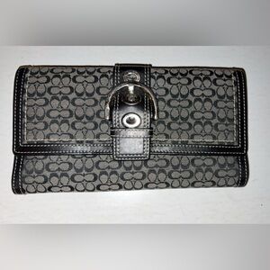 🖤 Vintage Coach Soho XL Signature Black and Gray Wallet & Checkbook EUC